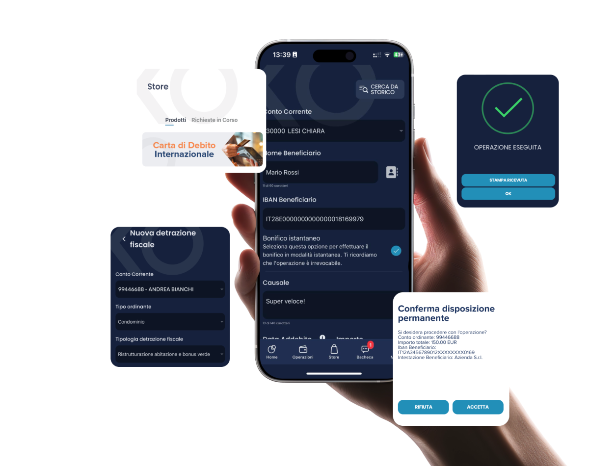 App Homebanking Cambianonline - Bonifico Istantaneo gratuito